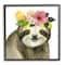 Stupell Industries Coachella Ready Sloth in Flower Crown Framed Wall Art
